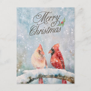 Cartes Pour Fêtes Annuelles Joyeux Noël cardinaux rouges dans la neige