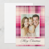 Cartes Pour Fêtes Annuelles Joyeux Noël carreau rose design de vacances (Devant / Derrière)