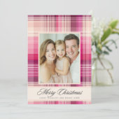 Cartes Pour Fêtes Annuelles Joyeux Noël carreau rose design de vacances (Debout devant)