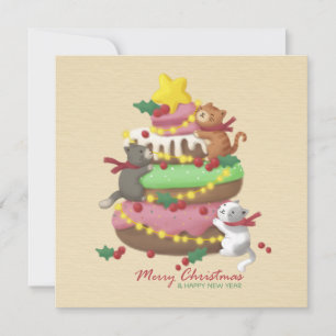 Cartes Pour Fêtes Annuelles Joyeux Noël : Cats & Sweets Illustration