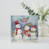 Cartes Pour Fêtes Annuelles Joyeux Noël, Célébration des Bonshommes de Neige (Debout devant)