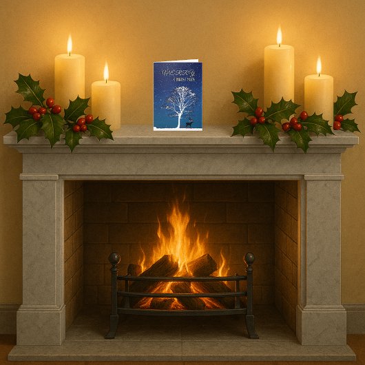 Cartes Pour Fêtes Annuelles Joyeux Noël cerf nuit ciel