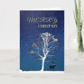 Cartes Pour Fêtes Annuelles Joyeux Noël cerf nuit ciel (Devant)