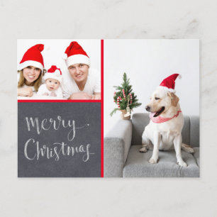 Cartes Pour Fêtes Annuelles Joyeux Noël Chalk Design Double Photo Holiday