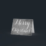 Cartes Pour Fêtes Annuelles Joyeux Noël Chalkboard Typographie noir blanc<br><div class="desc">Joyeux Noël Chalet tableau noir Elégant écriture manuscrite Typographie Gris Noir Blanc Fête Carte de la saison,  vous pouvez ajouter du texte et votre nom</div>