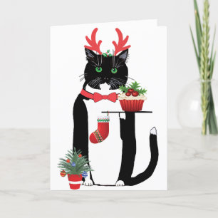 Cartes Pour Fêtes Annuelles Joyeux Noël Chat de Fêtes