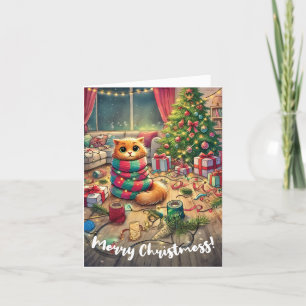 Cartes Pour Fêtes Annuelles Joyeux Noël ! Chat fantaisiste de fêtes