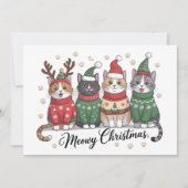 Cartes Pour Fêtes Annuelles Joyeux Noël chat mignon Chats avec le chapeau du P (Devant)