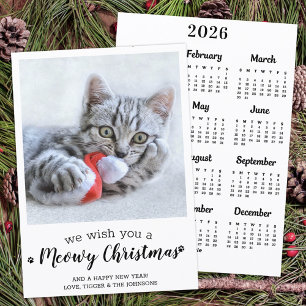 Cartes Pour Fêtes Annuelles Joyeux Noël Chat Modern Animaux Photo 2025 Calendr
