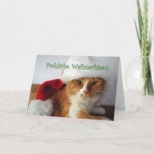 Cartes Pour Fêtes Annuelles Joyeux Noël - Chat portant un chapeau de Père Noël