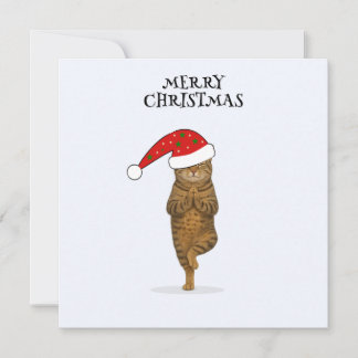Cartes Pour Fêtes Annuelles Joyeux Noël chat yoga