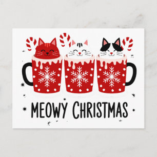 Cartes Pour Fêtes Annuelles Joyeux Noël Chats Chocolat Chaud Canne de Bonbon N