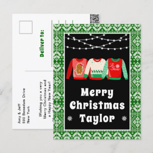 Cartes Pour Fêtes Annuelles Joyeux Noël Chemises Laides Vertes avec Nom