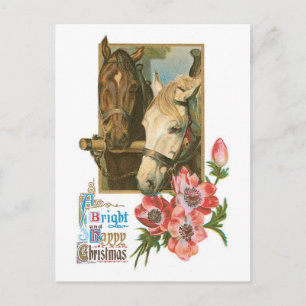 Cartes Pour Fêtes Annuelles Joyeux Noël - Chevaux Vintages