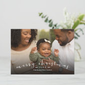 Cartes Pour Fêtes Annuelles Joyeux Noël Chic Script superposition photo (Debout devant)