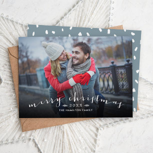 Cartes Pour Fêtes Annuelles Joyeux Noël Chic Script superposition photo