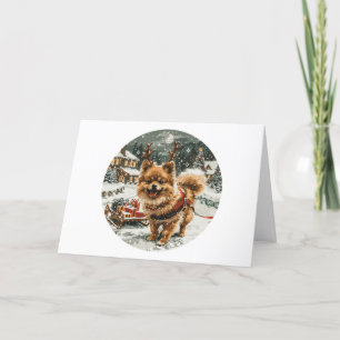 Cartes Pour Fêtes Annuelles Joyeux Noël Chien de rennes de Poméranie