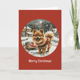 Cartes Pour Fêtes Annuelles Joyeux Noël Chien de rennes de Poméranie