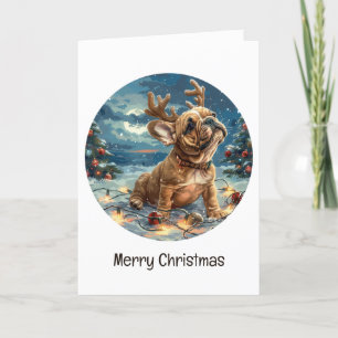 Cartes Pour Fêtes Annuelles Joyeux Noël Chien de rennes Français Bulldog