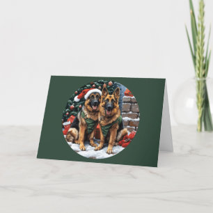 Cartes Pour Fêtes Annuelles Joyeux Noël Chiens bergers allemands