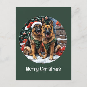 Cartes Pour Fêtes Annuelles Joyeux Noël Chiens bergers allemands