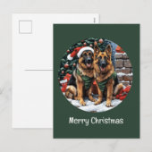 Cartes Pour Fêtes Annuelles Joyeux Noël Chiens bergers allemands (Devant / Derrière)