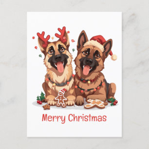Cartes Pour Fêtes Annuelles Joyeux Noël Chiens bergers allemands
