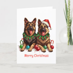 Cartes Pour Fêtes Annuelles Joyeux Noël Chiens bergers allemands
