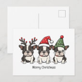 Cartes Pour Fêtes Annuelles Joyeux Noël Chiens Boston Terrier (Devant / Derrière)