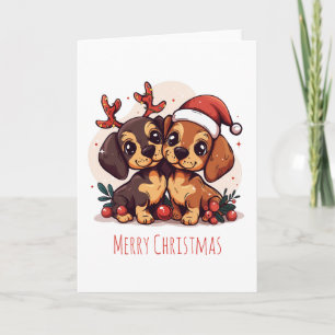 Cartes Pour Fêtes Annuelles Joyeux Noël Chiens Dachshund