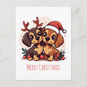 Cartes Pour Fêtes Annuelles Joyeux Noël Chiens Dachshund