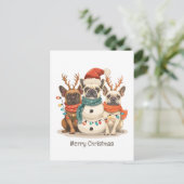 Cartes Pour Fêtes Annuelles Joyeux Noël Chiens de rennes Français (Debout devant)