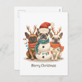 Cartes Pour Fêtes Annuelles Joyeux Noël Chiens de rennes Français (Devant / Derrière)