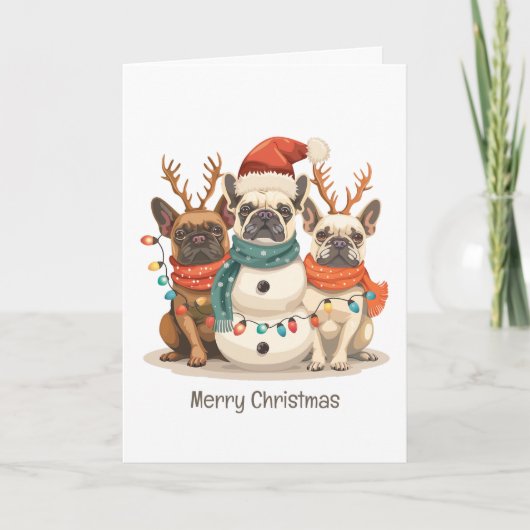 Cartes Pour Fêtes Annuelles Joyeux Noël Chiens de rennes Français (Devant)