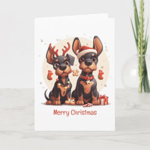 Cartes Pour Fêtes Annuelles Joyeux Noël Chiens Dobermann