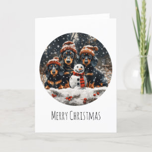 Cartes Pour Fêtes Annuelles Joyeux Noël Chiens Saucisses Bonhomme de Neige