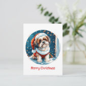 Cartes Pour Fêtes Annuelles Joyeux Noël Chih Tzu Père Noël Chien (Debout devant)