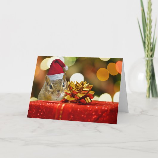 Cartes Pour Fêtes Annuelles Joyeux Noël Chipmunk (Matte) (Devant)