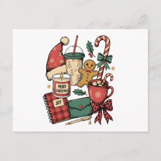 Cartes Pour Fêtes Annuelles Joyeux Noël Chocolat Chaud Biscuit de Noël Bougie