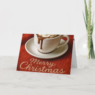 Cartes Pour Fêtes Annuelles Joyeux Noël Chocolat Chaud Sur Couverture Rouge