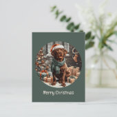 Cartes Pour Fêtes Annuelles Joyeux Noël Chocolat Labrador Retriever Chien (Debout devant)