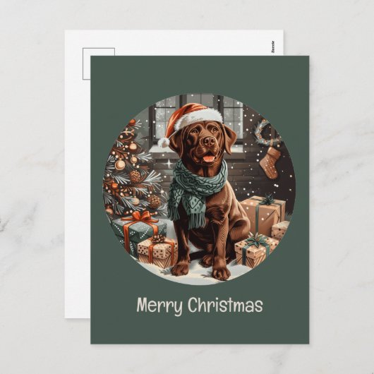 Cartes Pour Fêtes Annuelles Joyeux Noël Chocolat Labrador Retriever Chien (Devant / Derrière)