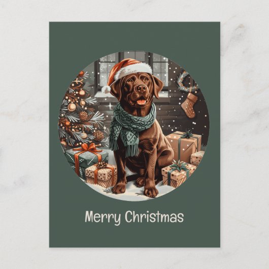 Cartes Pour Fêtes Annuelles Joyeux Noël Chocolat Labrador Retriever Chien (Devant)
