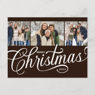 Cartes Pour Fêtes Annuelles Joyeux Noël Chocolat Noir Script 3 Photo