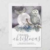 Cartes Pour Fêtes Annuelles Joyeux Noël Chouette neigeuse Personnalisée (Devant)