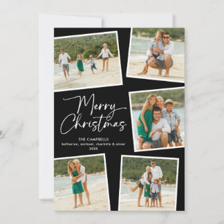 Cartes Pour Fêtes Annuelles Joyeux Noël Cinq Collage Photo Noir
