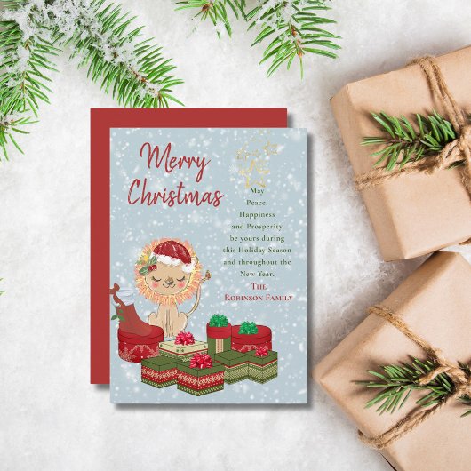 Cartes Pour Fêtes Annuelles Joyeux Noël Citation mignonne Père Noël bébé Lion