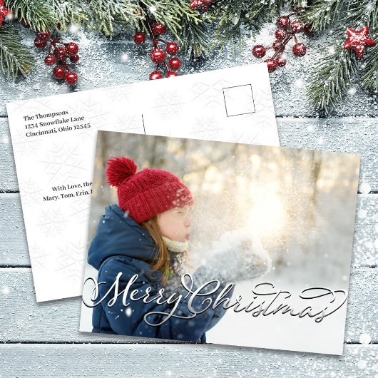 Cartes Pour Fêtes Annuelles Joyeux Noël Classic Calligraphie Argent Script