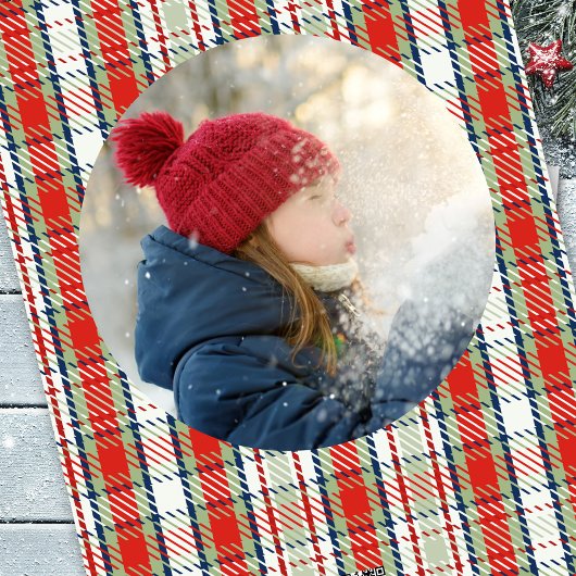 Cartes Pour Fêtes Annuelles Joyeux Noël Classic Calligraphie Rouge Plaid