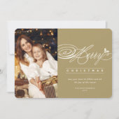 Cartes Pour Fêtes Annuelles Joyeux Noël Classic Script Photo Élégant Chic (Devant)